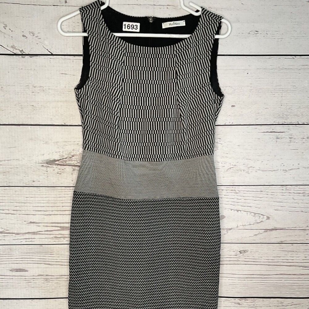 MaxMara Womens Gray/Black Geometric Sleeveless Sheath Midi Dress‎ Size 40 /S
